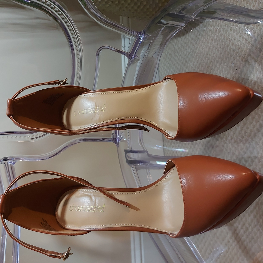 Shoe Dazzle Brown Heels with D'Orsay Design